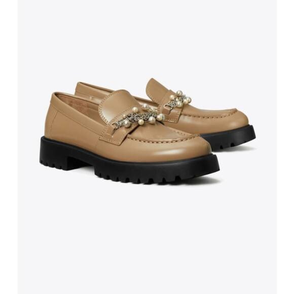 Tory Burch $398 Embellished Classic Lug Loafer Dark Elk Sz 10 NIB! - Picture 1 of 10